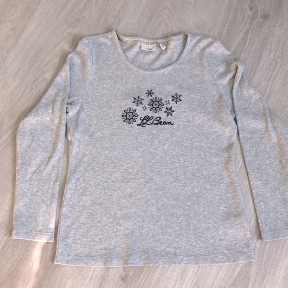 LLBean Woman’s Long Sleeve Waffle Knit Thermal Top Grey size L - Picture 1 of 7